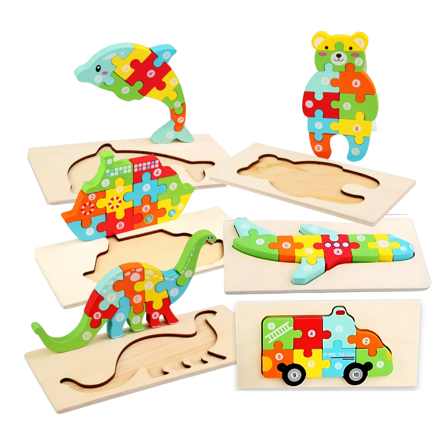 A1- Montessori Wooden Puzzle Set for Kids (6-puzzles)