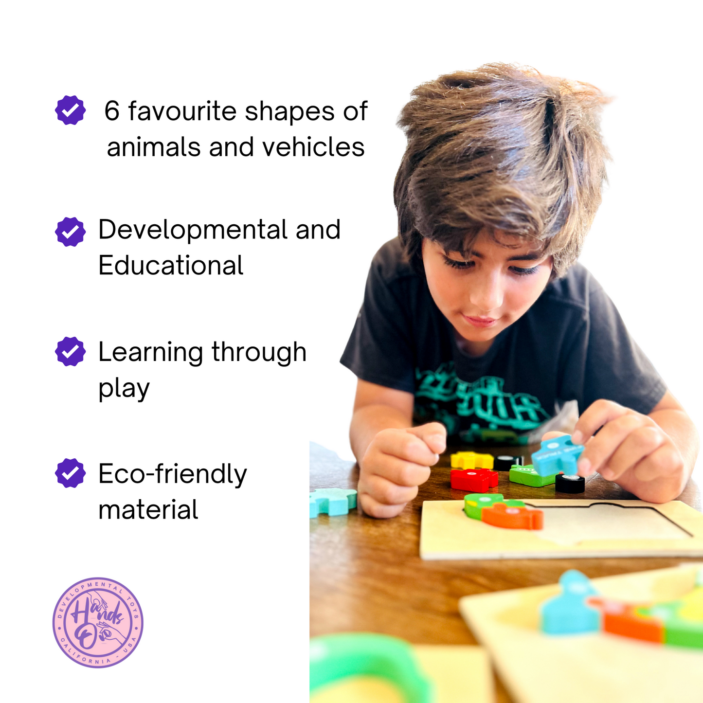 A1- Montessori Wooden Puzzle Set for Kids (6-puzzles)