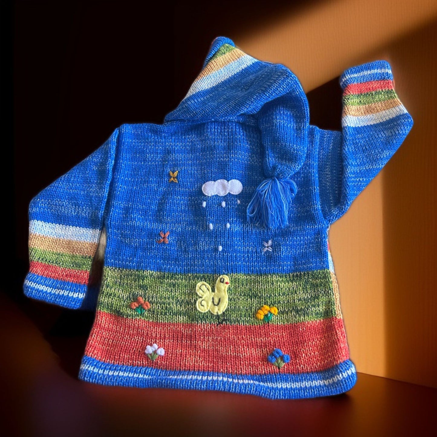HandsOn Handmade Peruvian Sweater- BlueSky Neutral/Boy Size 4