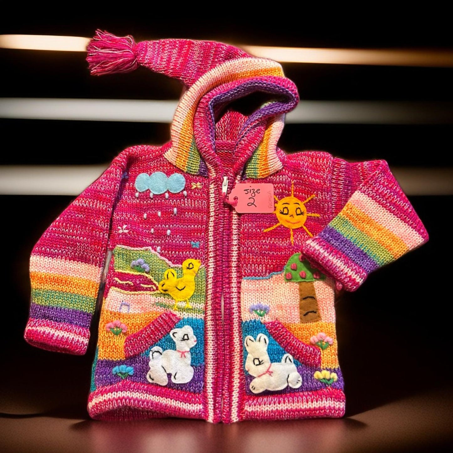 HandsOn Handmade Peruvian Sweater- Fuchsia Girl Size 2