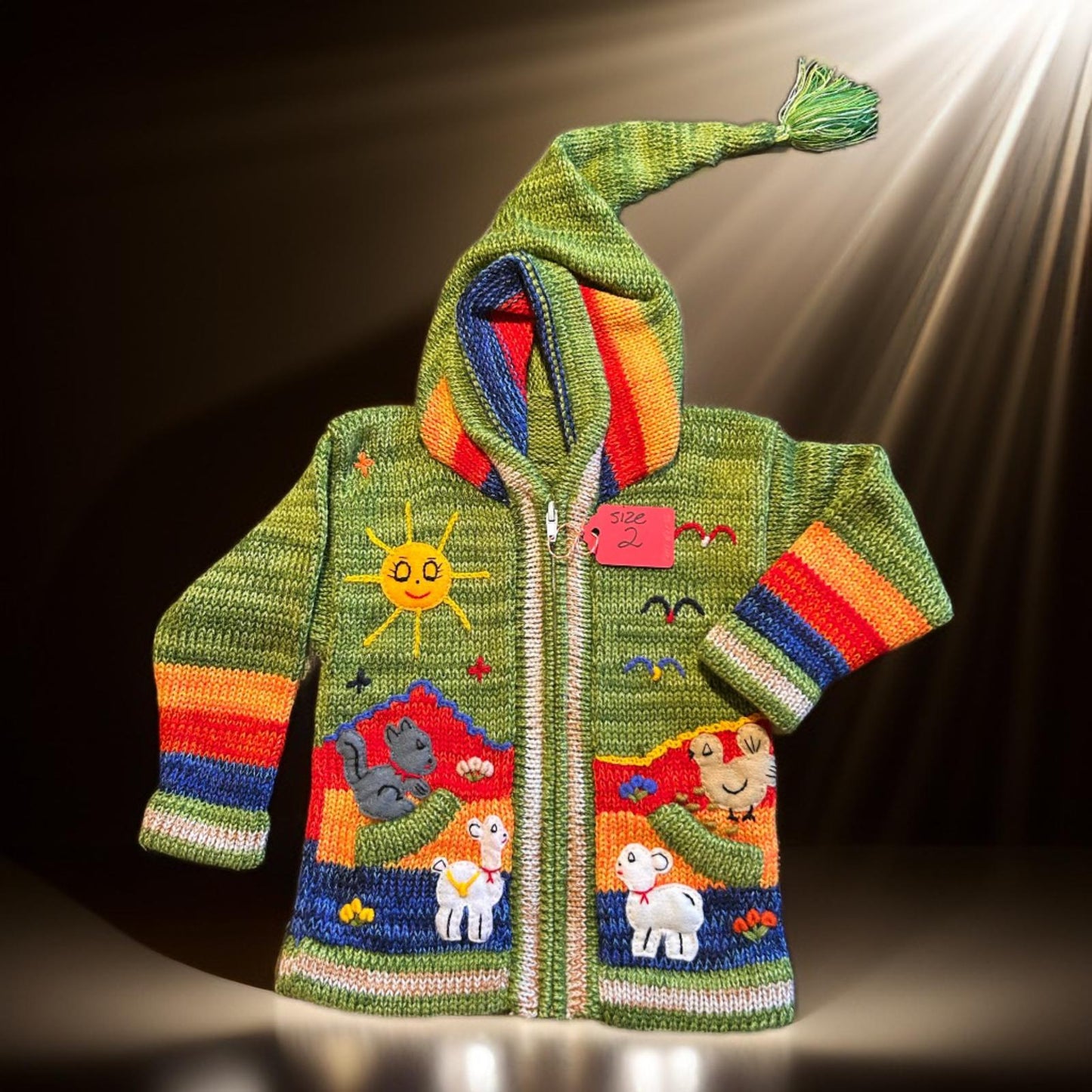 HandsOn Handmade Peruvian Sweater- GreenGrass Boy Size 2