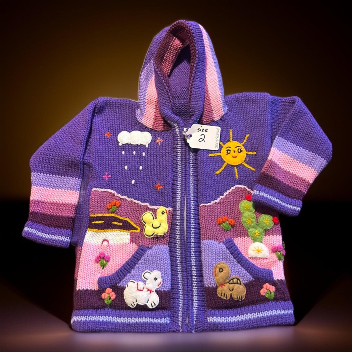 HandsOn Handmade Peruvian Sweater- Solid Purple Girl Size 2
