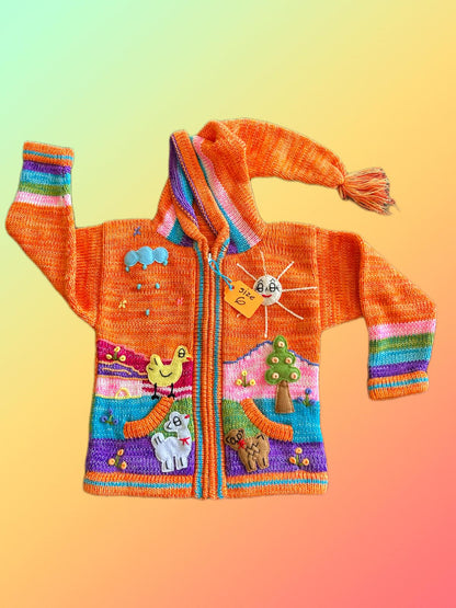 HandsOn Handmade Peruvian Sweater- Orange Size 6