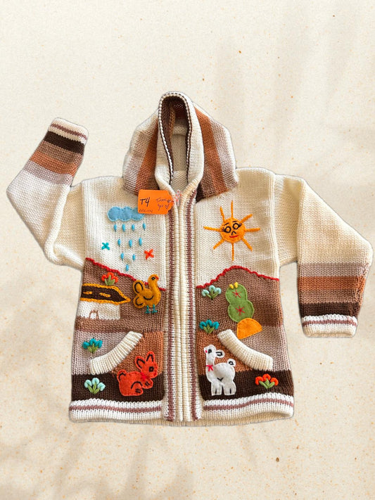 HandsOn Handmade Peruvian Sweater- Beige/Brown Size 4