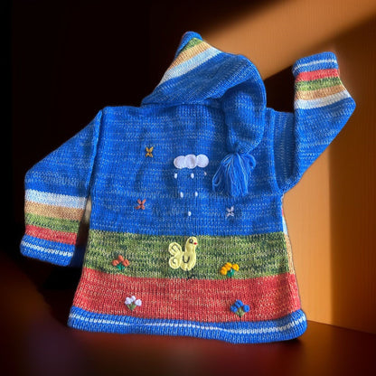 HandsOn Handmade Peruvian Sweater- BlueSky Neutral/Boy Size 4