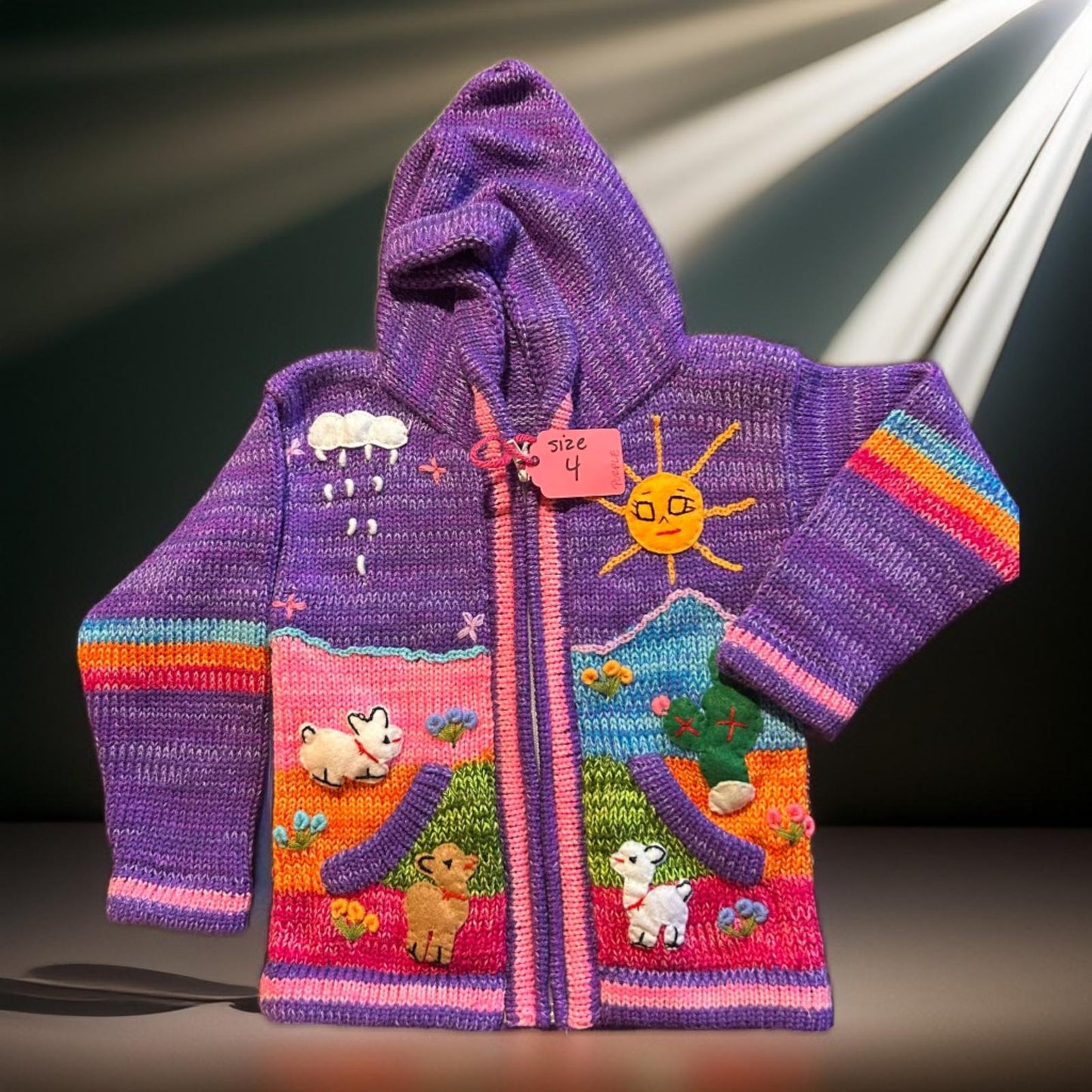 HandsOn Handmade Peruvian Sweater- Purple Girl Size 4