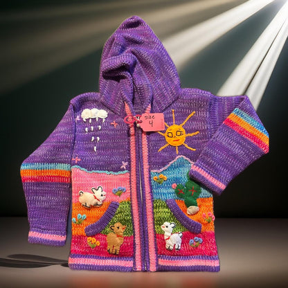 HandsOn Handmade Peruvian Sweater- Purple Girl Size 4