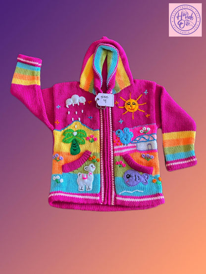 HandsOn Handmade Peruvian Sweater- Fuchsia/Raspberry Size 4