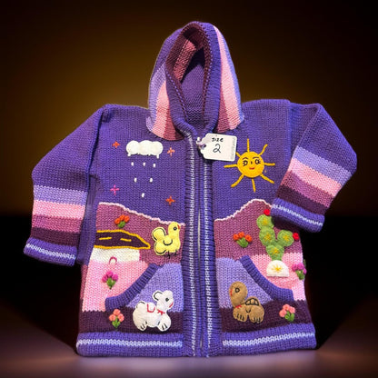 HandsOn Handmade Peruvian Sweater- Solid Purple Girl Size 2