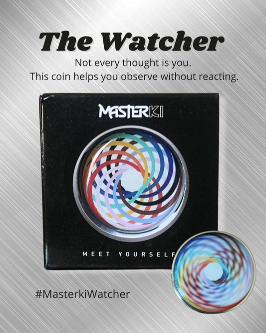 MasterKi Fidget Coin- The Watcher: Kinetic Desk Toy for Focus & Stress Relief, Desk Toy for Concentration & Relaxation, for Adults & Kids